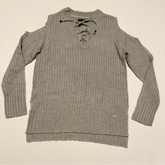 Ex-Girlfriend Womens Long Sleeve Sweater Cut Out Shoulders Size XL - Picture 1 of 16